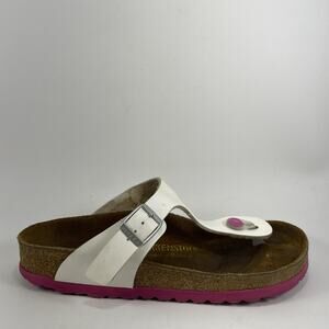 Birkenstock Gizeh Thong Sandals Womens Size 37 US 6-6.5 White Patent Leather
